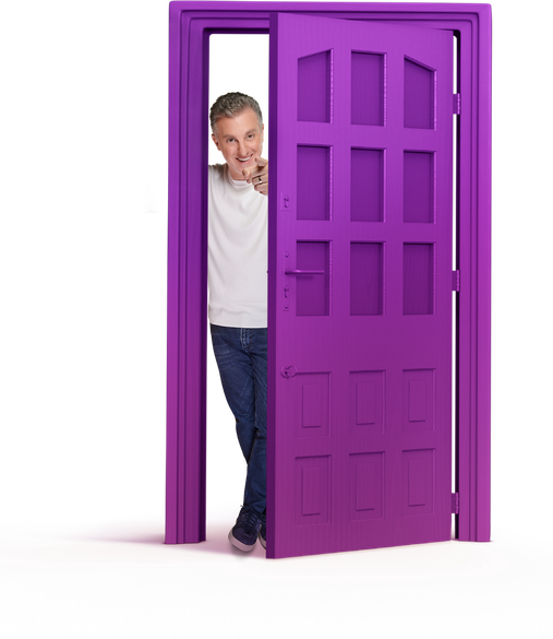 Porta roxa aberta